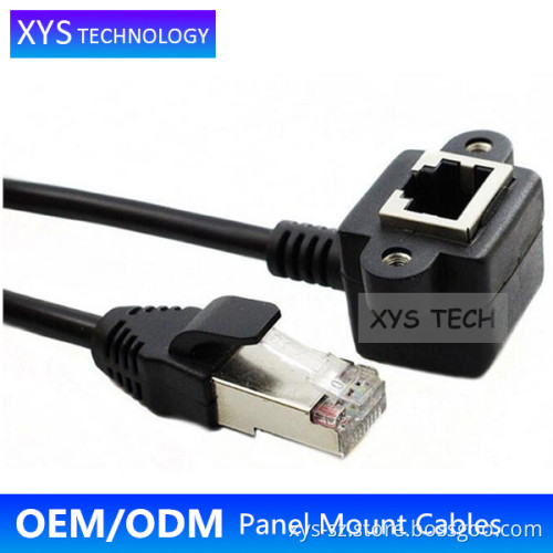 XYS TECH RJ45 male to Angle RJ45 Screws female Cable CAT 5e Ethernet Extension Panel Mount/